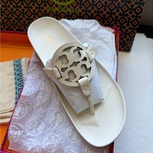 Tory Burch Miller Cloud Leather Sandal New Ivory White Size 10